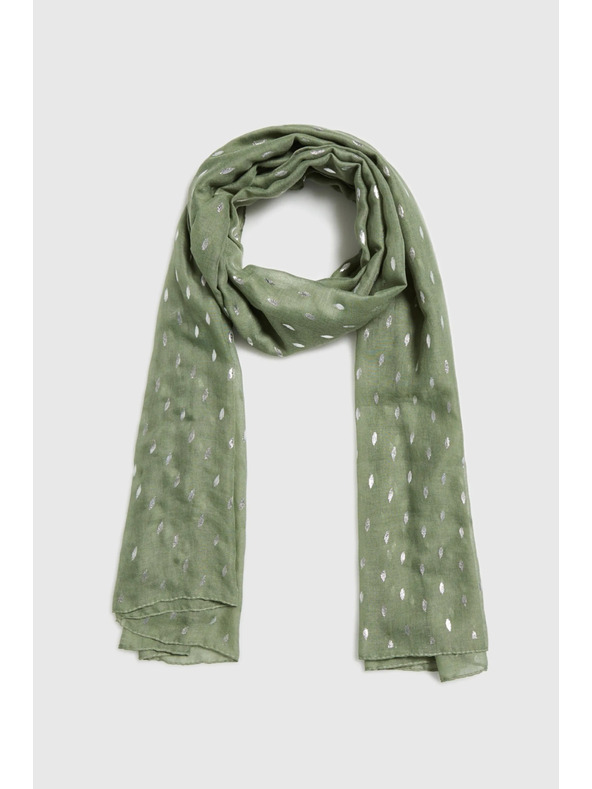 Moodo Olívzöld nyomott sál Moodo