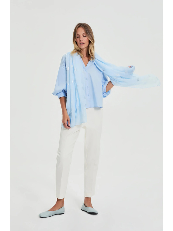 Moodo Kék fémes nyomatú sál Moodo