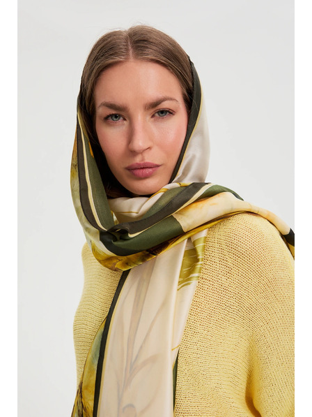 Moodo Khaki virágmintás sál Moodo