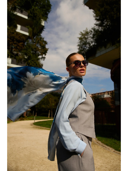 Moodo Virágmintás világoskék sál Moodo