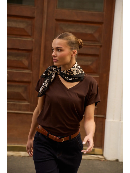 Moodo Barna leopárd mintás kendő Moodo