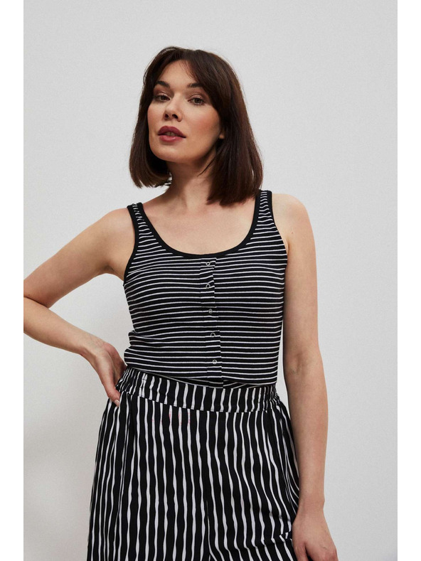 Moodo Fekete-fehér csíkos felső gombokkal Moodo