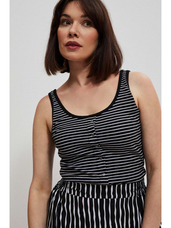 Moodo Fekete-fehér csíkos felső gombokkal Moodo