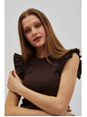 Moodo Sötétbarna blúz fodros vállal Moodo