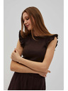 Moodo Sötétbarna blúz fodros vállal Moodo