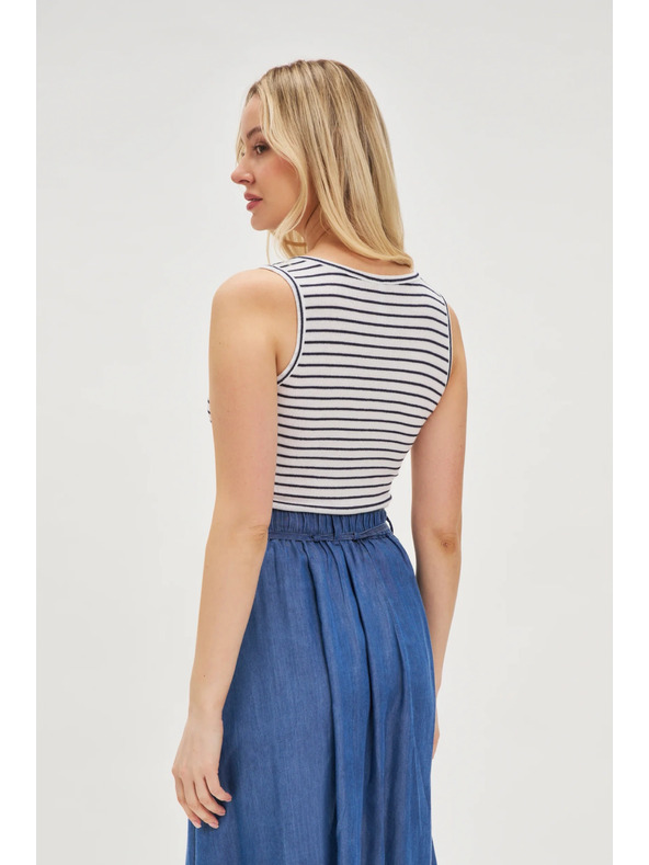 Moodo Fehér csíkos top gombokkal Moodo