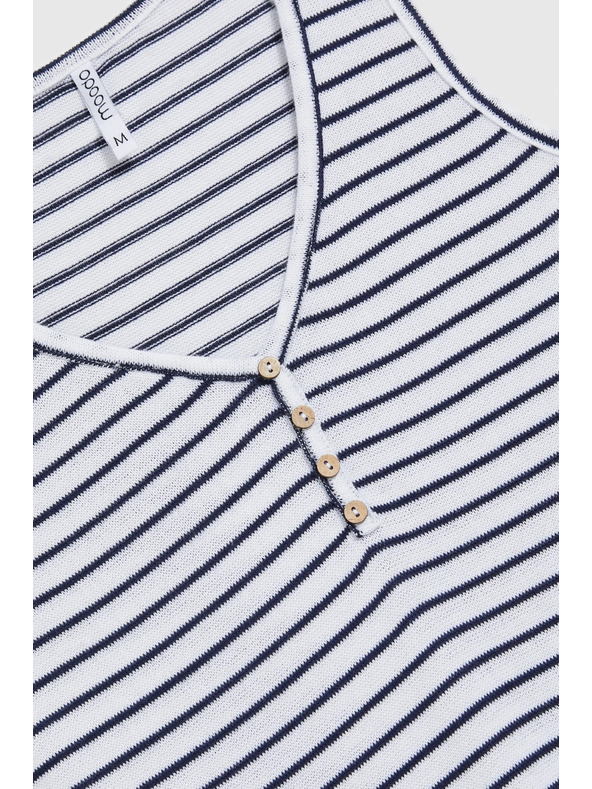 Moodo Fehér csíkos top gombokkal Moodo