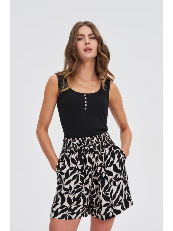 Moodo Fekete bordázott top gombokkal Moodo