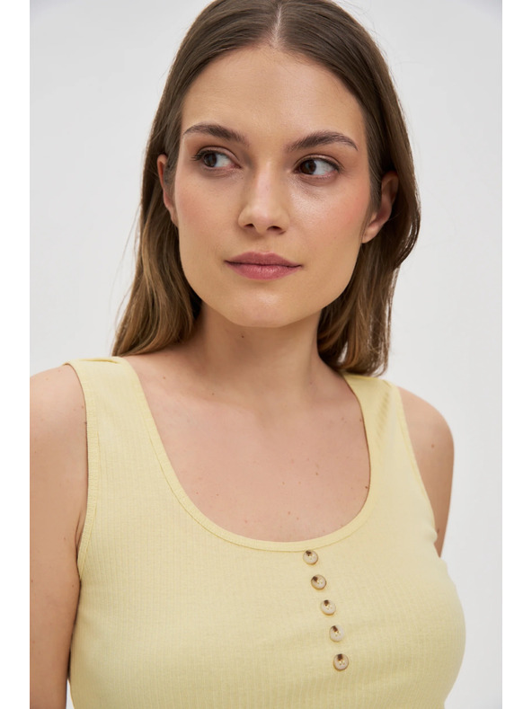 Moodo Sárga bordázott top gombokkal Moodo