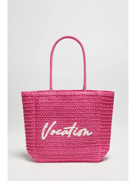 Moodo Kötött táska felirattal, rózsaszín Moodo