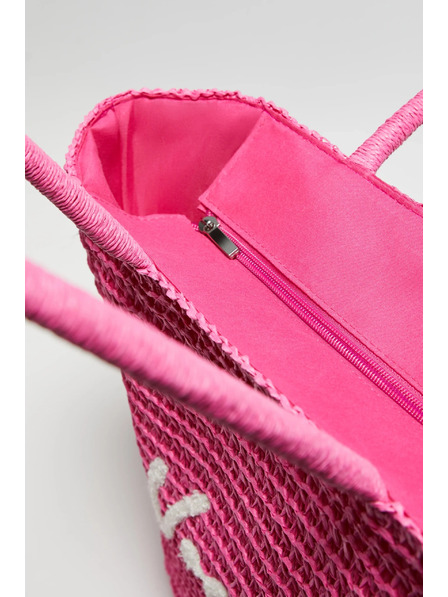 Moodo Kötött táska felirattal, rózsaszín Moodo