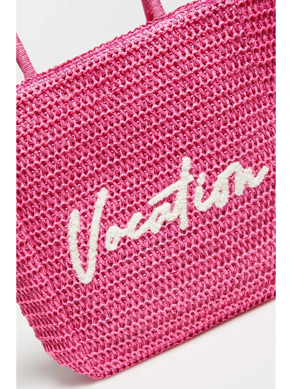 Moodo Kötött táska felirattal, rózsaszín Moodo
