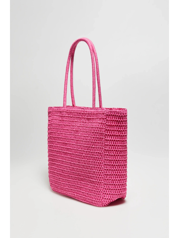 Moodo Kötött táska felirattal, rózsaszín Moodo