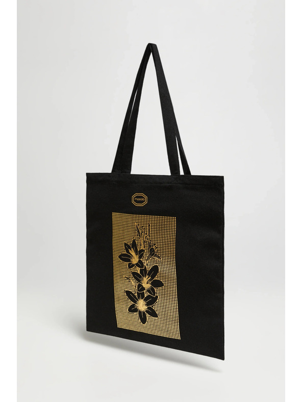 Moodo Fekete bevásárlótáska nyomattal Moodo