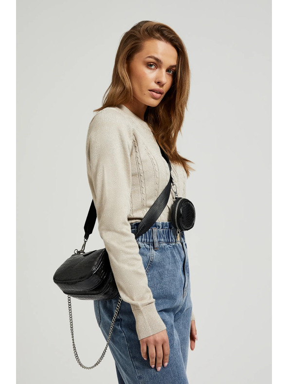 Moodo Kígyóbőr hatású dupla táska fekete Moodo