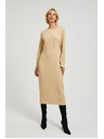 Moodo Bézs midi ruha hosszú ujjal Moodo
