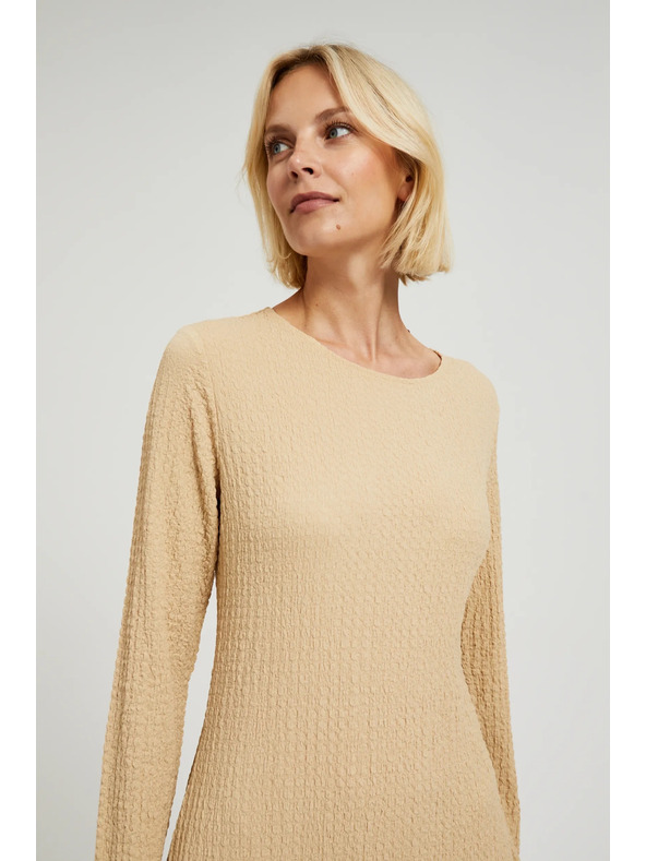 Moodo Bézs midi ruha hosszú ujjal Moodo