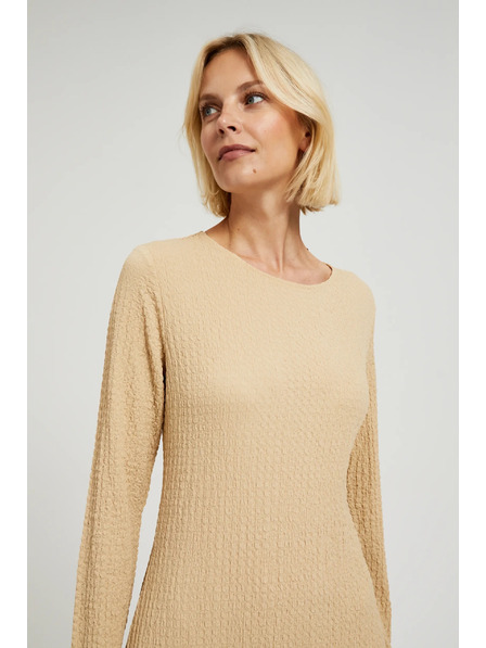 Moodo Bézs midi ruha hosszú ujjal Moodo