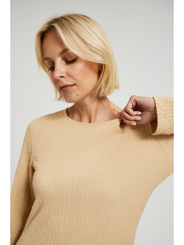 Moodo Bézs midi ruha hosszú ujjal Moodo