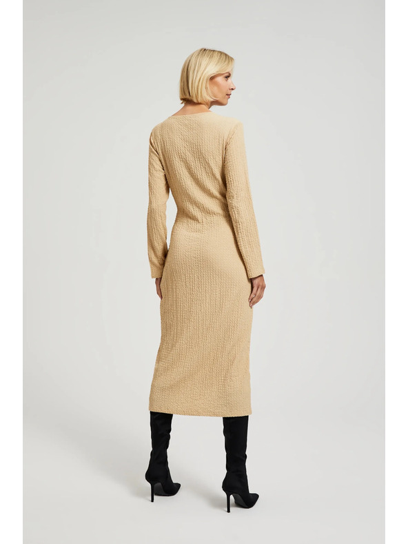Moodo Bézs midi ruha hosszú ujjal Moodo