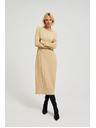 Moodo Bézs midi ruha hosszú ujjal Moodo