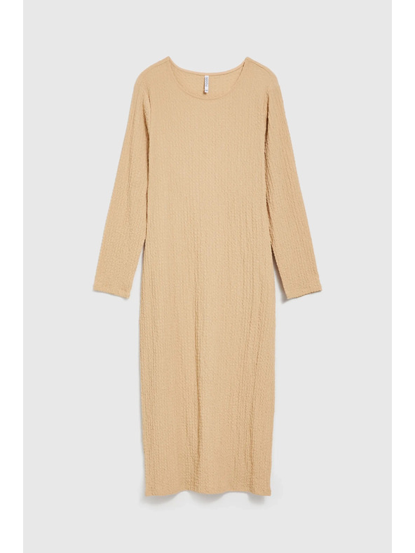 Moodo Bézs midi ruha hosszú ujjal Moodo