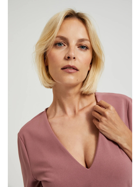 Moodo Sima V-nyakú ruha púderrózsaszín Moodo