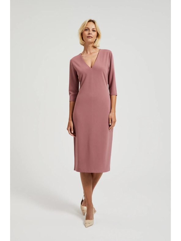 Moodo Sima V-nyakú ruha púderrózsaszín Moodo