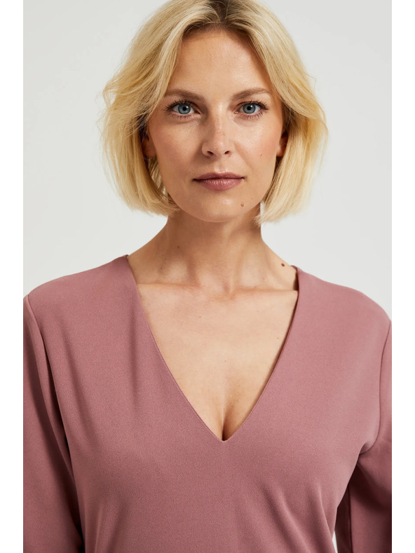 Moodo Sima V-nyakú ruha púderrózsaszín Moodo