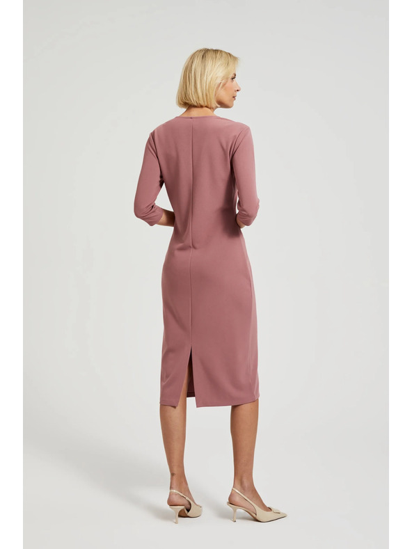 Moodo Sima V-nyakú ruha púderrózsaszín Moodo