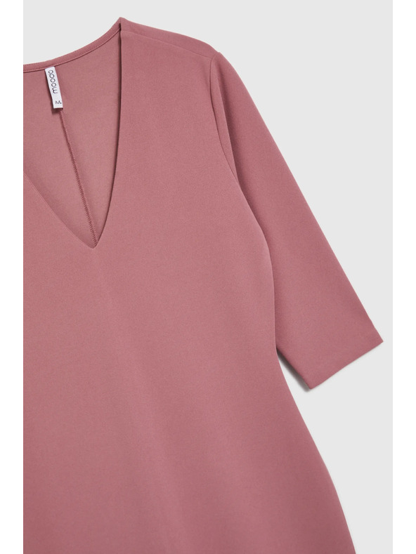 Moodo Sima V-nyakú ruha púderrózsaszín Moodo