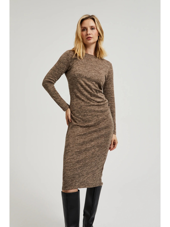 Moodo Barna midi ruha ráncokkal Moodo