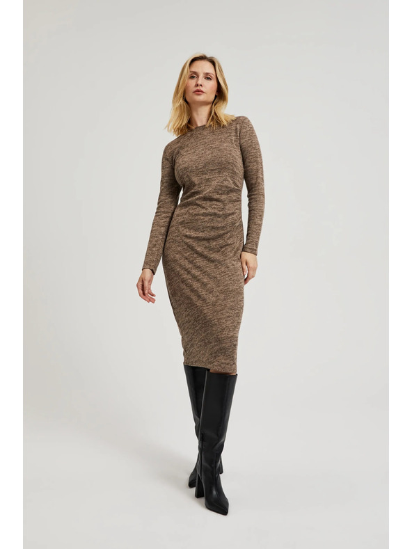 Moodo Barna midi ruha ráncokkal Moodo