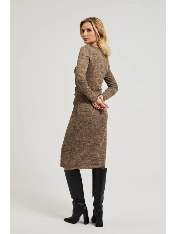 Moodo Barna midi ruha ráncokkal Moodo