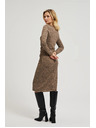 Moodo Barna midi ruha ráncokkal Moodo