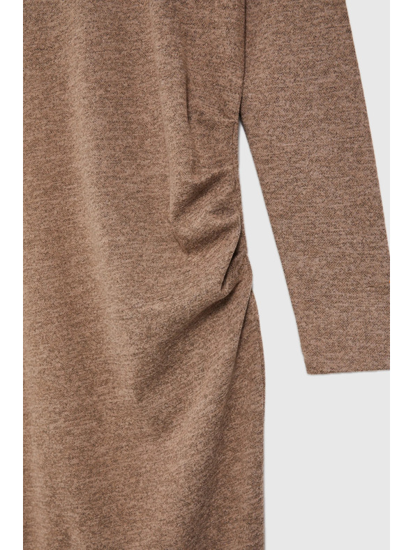 Moodo Barna midi ruha ráncokkal Moodo