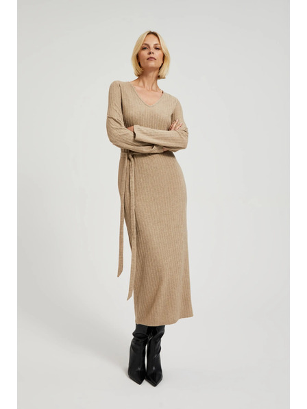 Moodo Bordázott midi ruha bézs Moodo