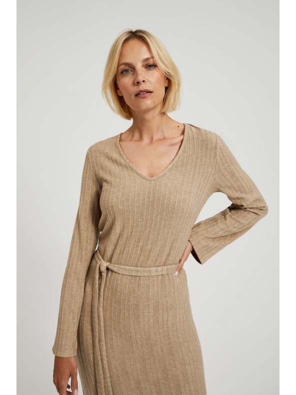 Moodo Bordázott midi ruha bézs Moodo