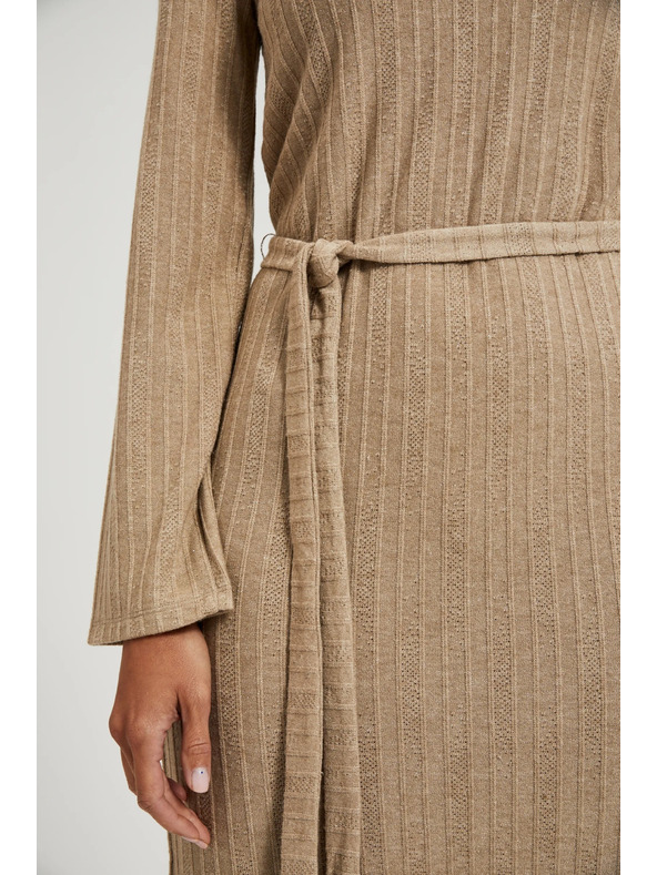 Moodo Bordázott midi ruha bézs Moodo