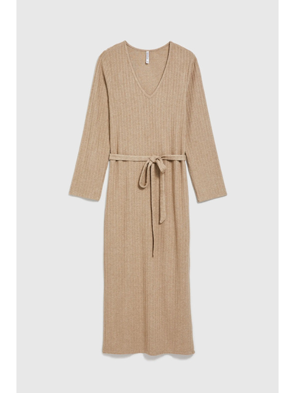 Moodo Bordázott midi ruha bézs Moodo