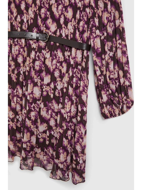 Moodo Pliszírozott ruha övvel, barna Moodo