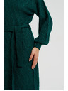 Moodo Kötött zöld ruha magas nyakkal és felfújt ujjakkal Moodo