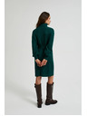 Moodo Kötött zöld ruha magas nyakkal és felfújt ujjakkal Moodo