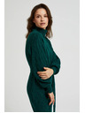 Moodo Kötött zöld ruha magas nyakkal és felfújt ujjakkal Moodo