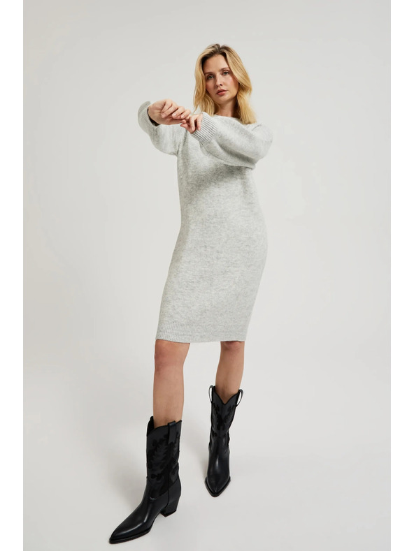 Moodo Egyszerű szürke kötött ruha Moodo