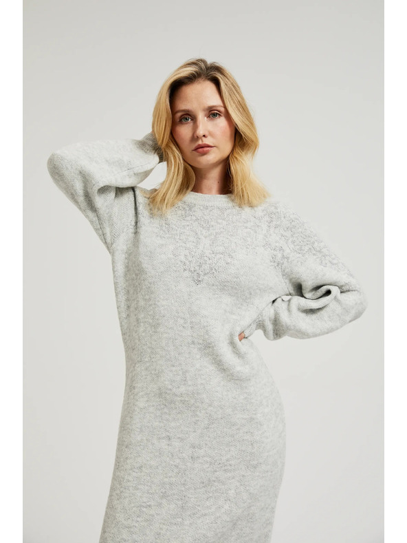 Moodo Egyszerű szürke kötött ruha Moodo