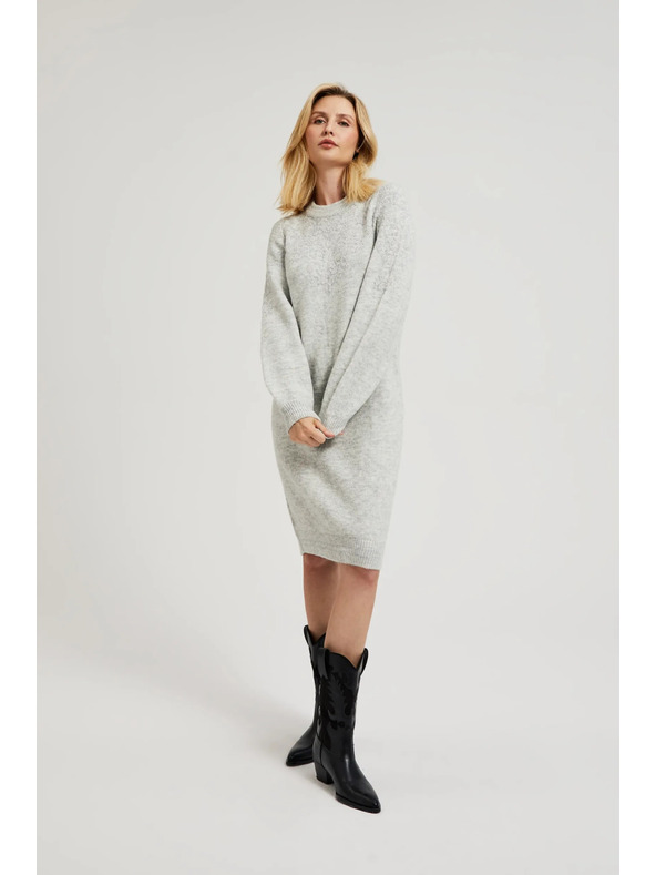 Moodo Egyszerű szürke kötött ruha Moodo