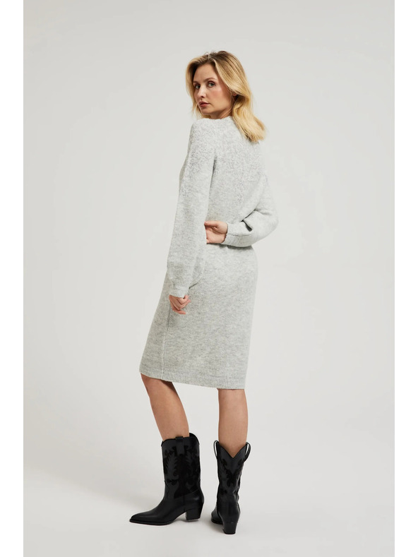 Moodo Egyszerű szürke kötött ruha Moodo