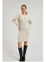 Moodo Kötött bézs ruha gombokkal díszítve Moodo
