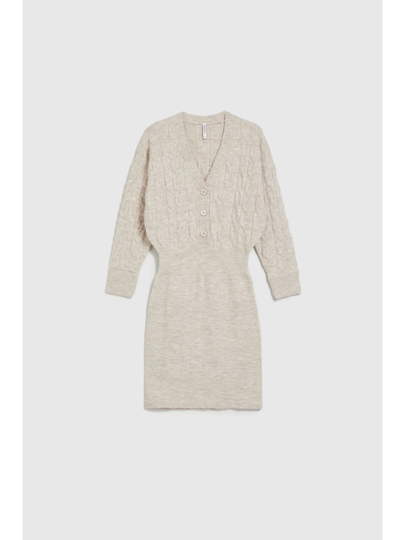 Moodo Kötött bézs ruha gombokkal díszítve Moodo